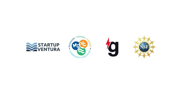 Logos of Startup Ventura, the Ventura County Community College District, gener8tor, and the National Science Foundation